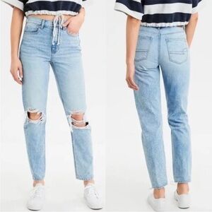 AE Ripped Mom Jean Distressed Size 8 X Long Tall